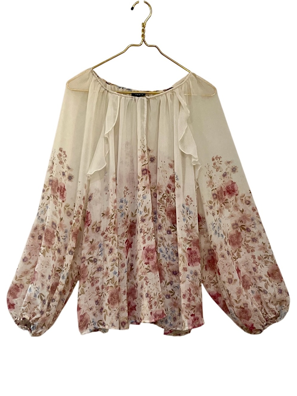 Torrid Floral Chiffon Ruffle Blouse Size Large Boho Romantic - Picture 3 of 8